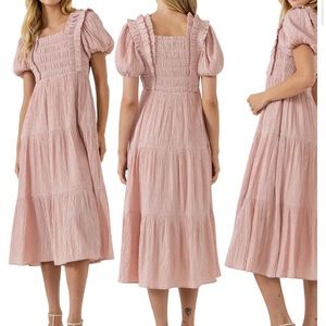 English Factory Smocked Midi Dress - Small